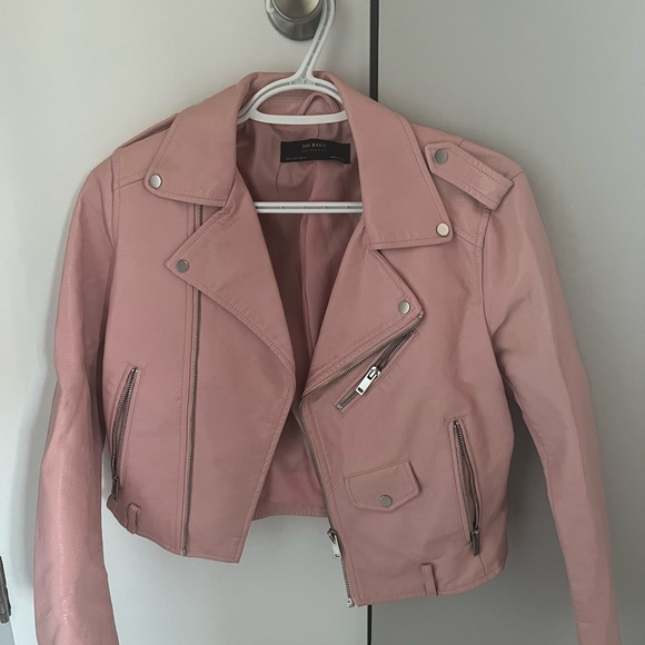 ZARA Pink Leather Jacket - Picture 1 of 2